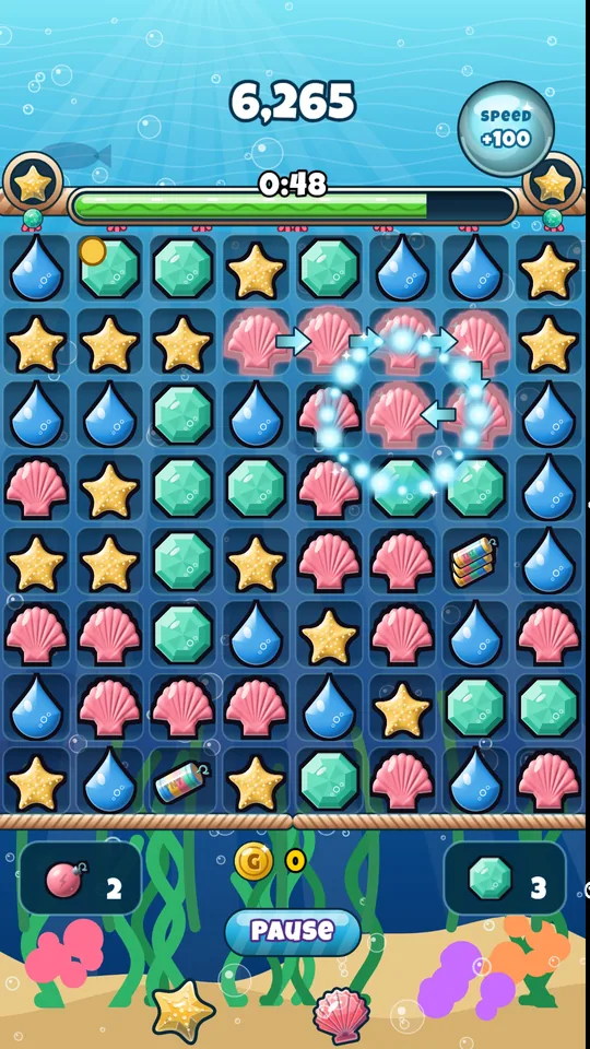 Drawing a chain of shells in the Ocean theme